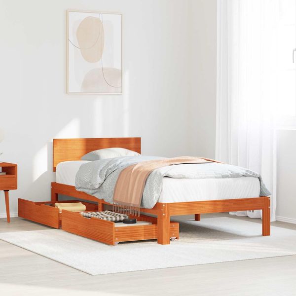 Syfax™ Struttura Del Letto Con Testiera Marrone Cerato 70 X 190 Cm-image