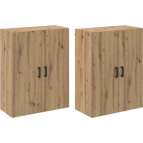 Vidaxl Armadio A Muro 2 Pezzi Rovere Artigianale 69,5 X 34 X 90 Cm Materiale A Base Di Legno-image