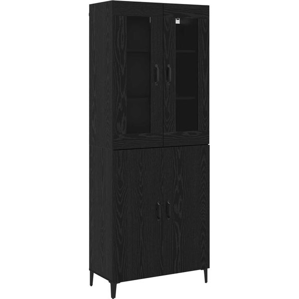 Vidaxl Credenza 2 Pezzi In Materiale A Base Di Legno Effetto Rovere Nero-image