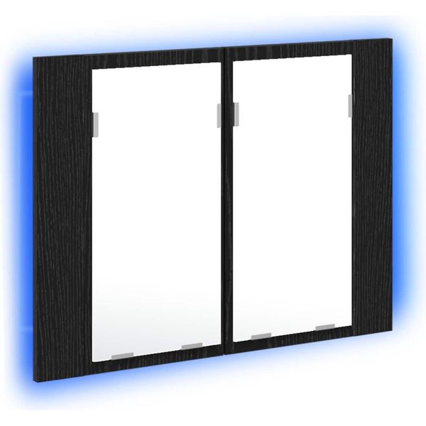 Vidaxl Armadio A Specchio Per Il Bagno In Rovere Nero 60 X 12 X 45 Cm-image