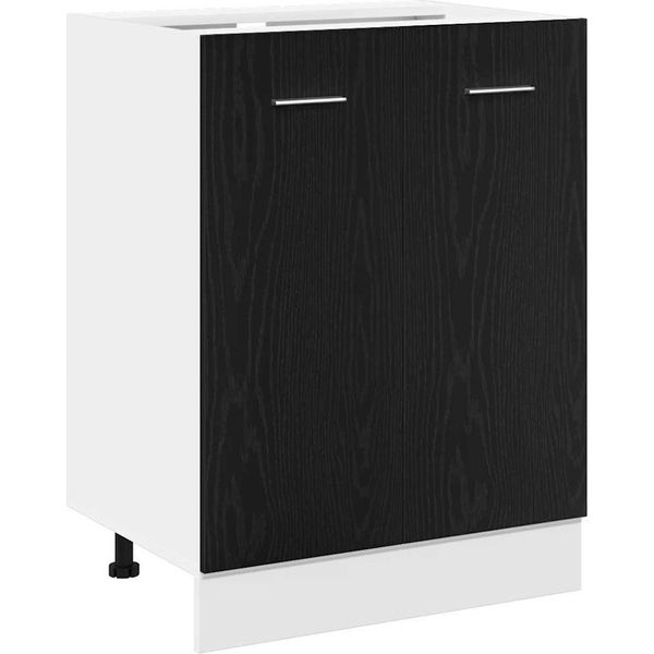 Vidaxl Armadio Base In Rovere Nero 60X46X81,5 Cm Materiale A Base Di Legno-image