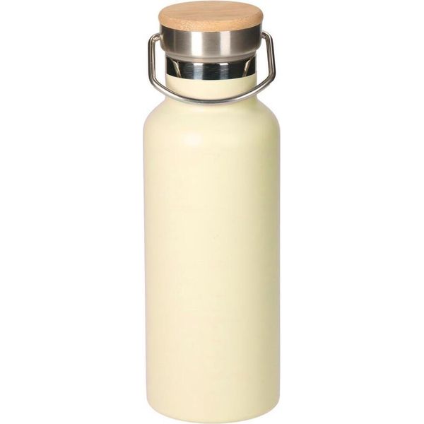 Borraccia In Acciaio Inox 500 Ml "Cascada"" - Bottiglia Isolata A Doppia Parete Che Mantiene Le Bevande Fresche Per Ore - Bottiglia A Prova Di Perdite Per Lavoro, Sport Ed Escursioni - Borraccia Con Manico Giallo"-image
