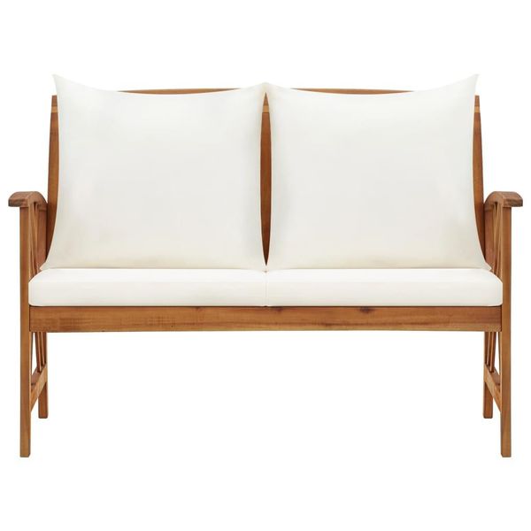 Syfax™ Panca Da Giardino Con Cuscini 119 Cm In Massello Acacia-image
