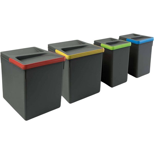 Emuca Recycle 2X15 2X7L Bidone Per La Raccolta Differenziata 4 Unità Argento Argento Taglia Unica-image