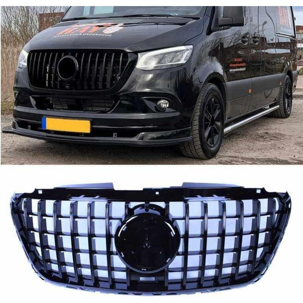 Griglia Radiatore Panamericana Gt Amg Optics Black Per Mercedes Sprinter W907 W910 Nero Lucido-image
