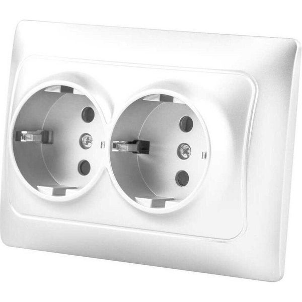 Onlex Presa Schuko Doppia Da Incasso Universale 16A Bianco Taglia Unica-image