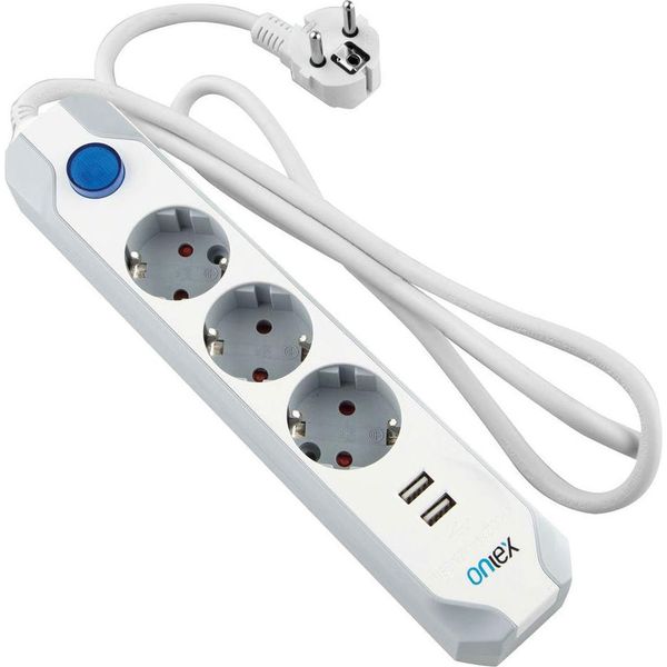 Onlex Pro-Basis 3 Prese + 2 Usb Con Interruttore 1,5 M Argento Taglia Unica / Spina Ue 220V Argento Taglia Unica-image