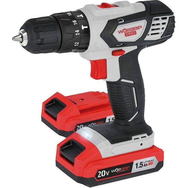 Trapano A Percussione Worgrip 2 Batterie 1,5Ah 20V Argento Argento Taglia Unica-image