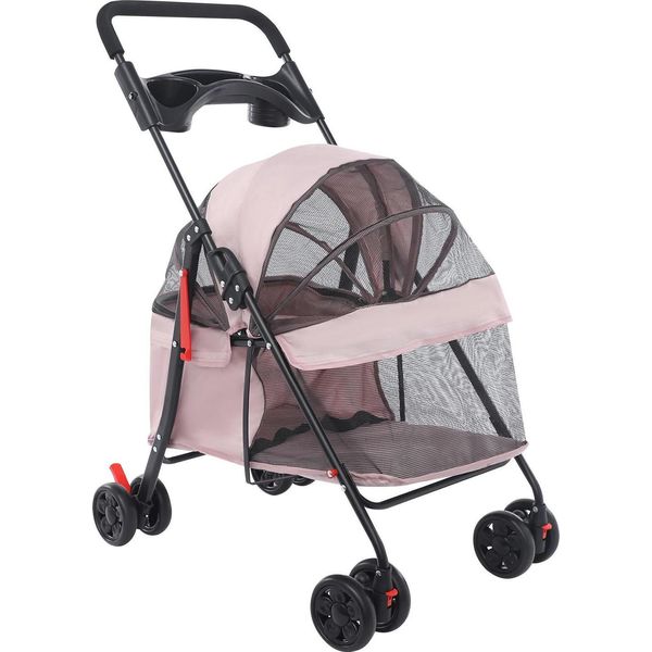 Passeggino Per Cani - Passeggino Per Animali Domestici/Passeggino Per Gatti - Pieghevole - Per Cani E Gatti Di Piccola E Media Taglia - Passeggino Da Viaggio - Rosa-image