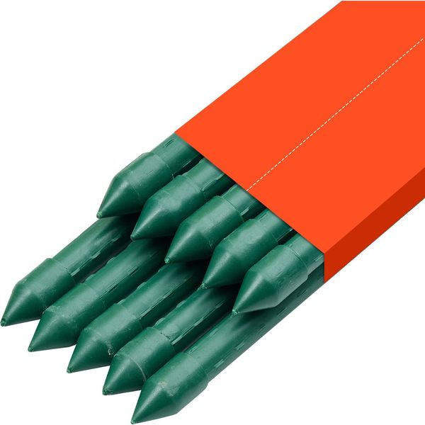 Succebuy Supporto Per Rampicanti, Confezione Da 10, Asta Per Piante ⌀20X2380 Mm, Aste In Metallo Plastificato, Supporto Per Piante Con Estremità Appuntita E Manopole Antiscivolo Per La Coltivazione Di Piante Rampicanti E Ortaggi-image