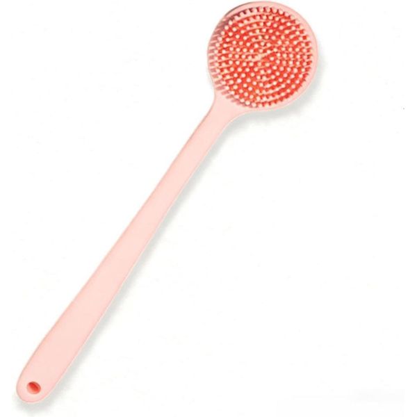 Inf Spazzola Da Bagno Massaggiante In Silicone A Doppio Lato Con Manico Lungo Per Pulizia Profonda E Relax Rosa-image