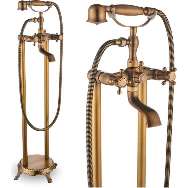 Miscelatore Per Vasca Freestanding Ari In Ottone Con Doccetta E Bocca Girevole-image
