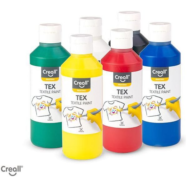 Creall - Vernice Tessile Creall Tex 6 Pezzi 6 Colori 250Ml | Set Di 6 Bottiglie-image