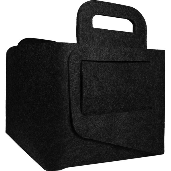 Quvio Cestino Portaoggetti - Organizzatore In Feltro Rettangolo Grande - Organizzatore In Tessuto Rettangolo - Contenitore - Scatola Portaoggetti - Cestino Portaoggetti - Nero Marl-image