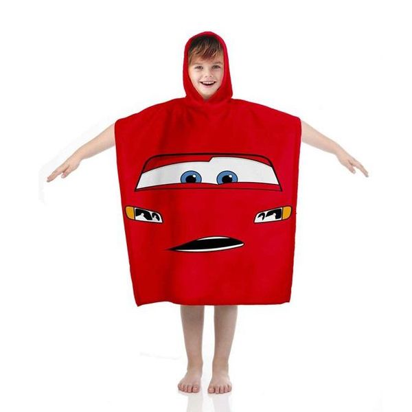Poncho Da Bagno Disney Cars Per Bambini Con Cappuccio Asciugamano Da Spiaggia 55X110Cm-image