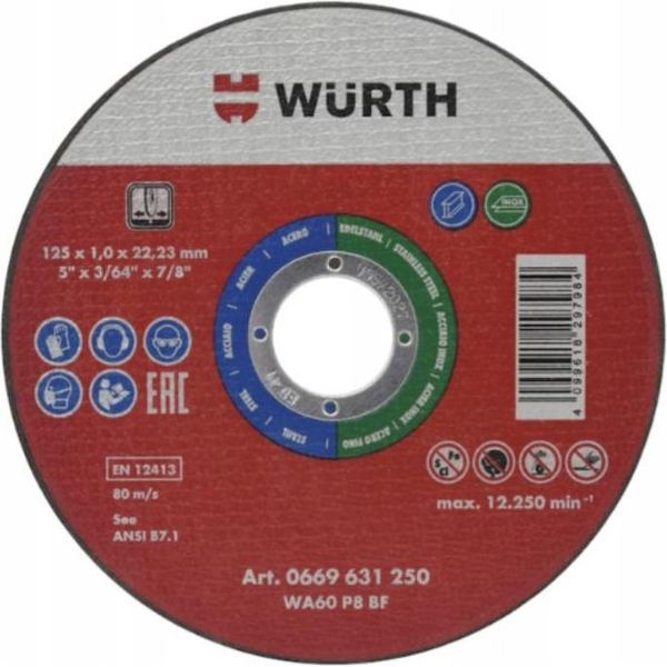 Wurth Disco Da Taglio In Metallo-Acciaio 125 X 1,0 Mm-image