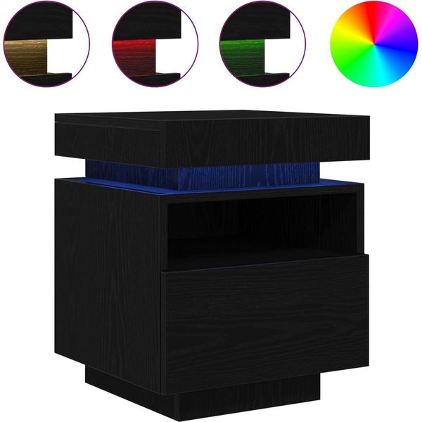 Syfax™ Armadio Da Notte Con Cassetto Rovere Nero 40 X 39 X 48,5 Cm-image