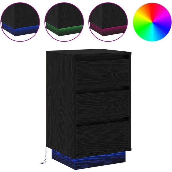 Syfax™ Armadio Da Notte Con Cassetto Rovere Nero 39 X 34,5 X 65 Cm-image