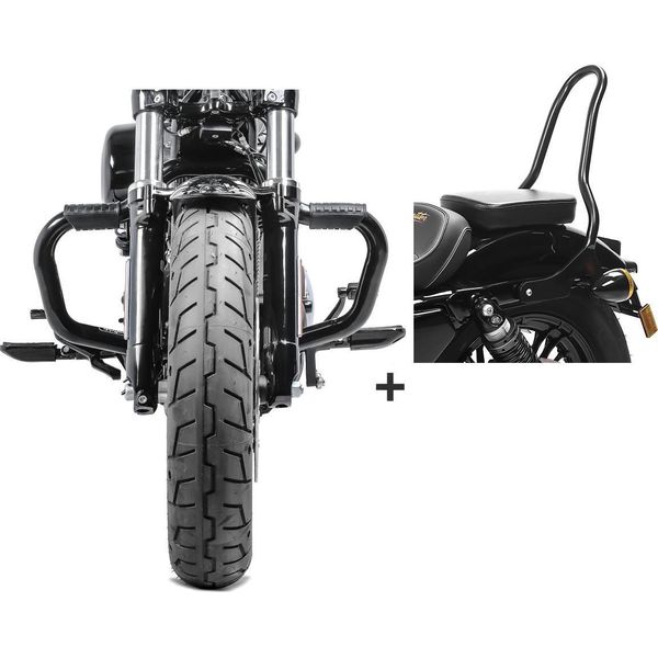 Set Crash Bar + Gommini + Sissy Bar Tampa S Per Harley Sportster 04--image