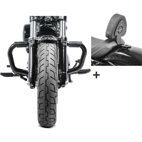 Set Crash Bar + Gommini + Rider Sissy Bar Per Harley Sportster 04-2-image