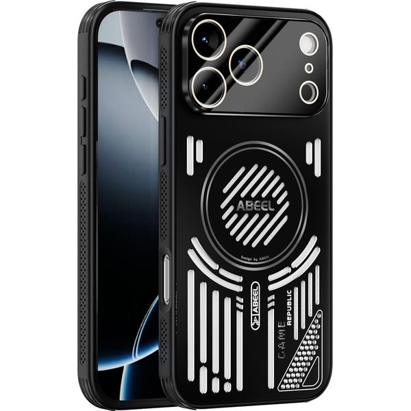 Custodia Magnetica Per Iphone 17 Pro Max Custodia Protettiva Antiurto In Alluminio Con Dissipazione Del Calore E Pellicola Trasparente Nera-image