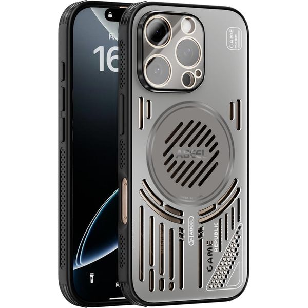Custodia Magnetica Per Iphone 16 Pro Custodia Protettiva Antiurto In Alluminio Con Dissipazione Del Calore E Pellicola Trasparente Grigio-image