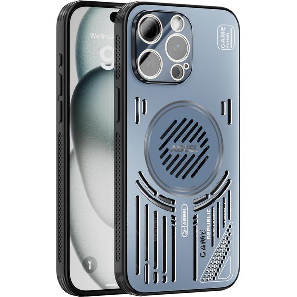 Custodia Magnetica Per Iphone 15 Pro Max Custodia Protettiva Antiurto In Alluminio Con Dissipazione Del Calore E Pellicola Trasparente Blu-image