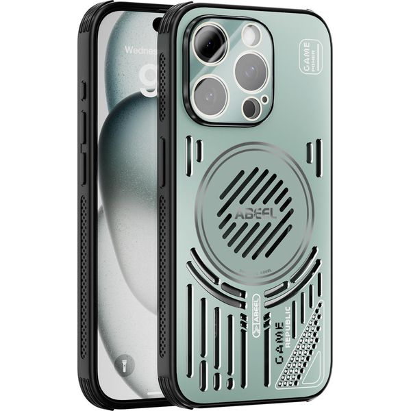 Custodia Magnetica Per Iphone 14 Pro Custodia Protettiva Antiurto In Alluminio Con Dissipazione Del Calore E Pellicola Trasparente Verde-image