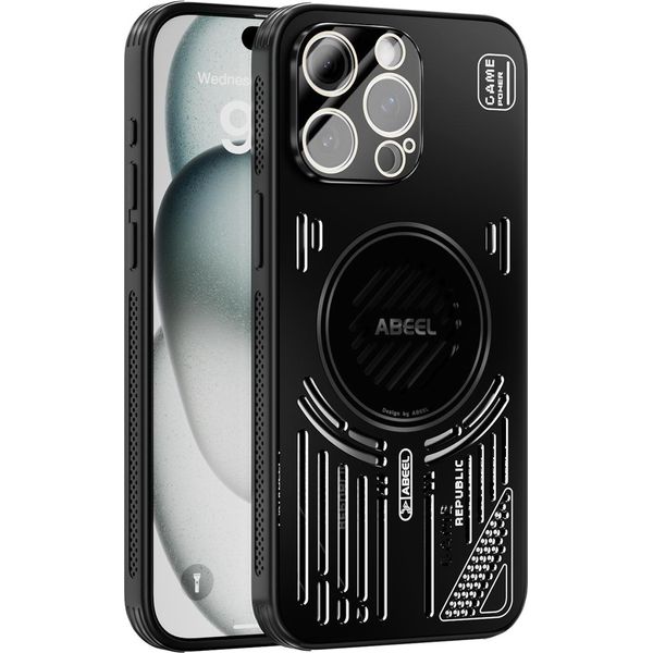 Custodia Magnetica Per Iphone 14 Pro Max Custodia Protettiva Antiurto In Alluminio Con Dissipazione Del Calore E Pellicola Trasparente Nera-image