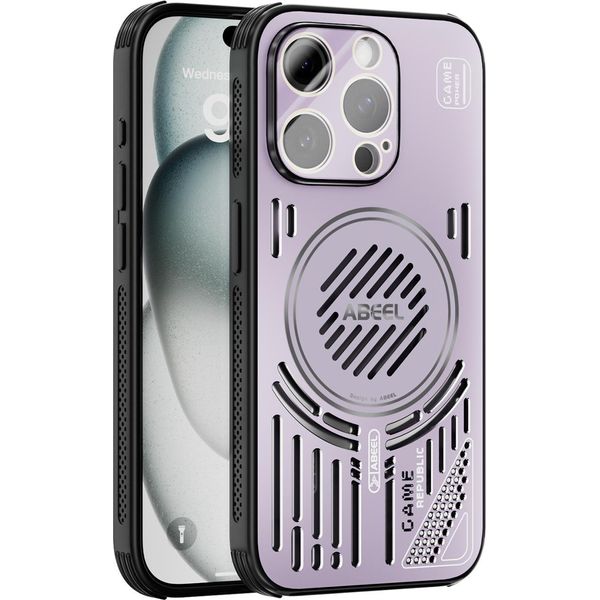 Custodia Magnetica Per Iphone 15 Pro Custodia Protettiva Antiurto In Alluminio Con Dissipazione Del Calore E Pellicola Trasparente Viola-image