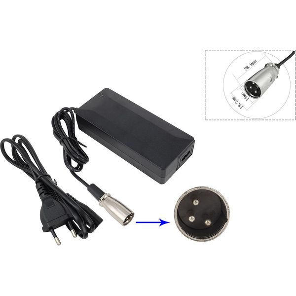 Powersmart 2A 80W Caricabatterie Per Bicicletta Elettrica Alimentazione Connettore A 3 Pin Per Batteria Di Bicicletta Elettrica 36V Batteria-image
