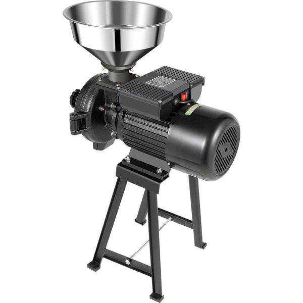 Mulino Elettrico Per Cereali 2200 W, Mulino Per Cereali Secchi Con Tramoggia, Mulino Per Farina E Mangimi - Nero-image