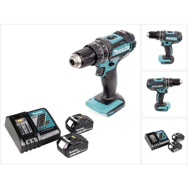 Makita Dhp 482 Rg Trapano A Percussione A Batteria 18 V 62 Nm + 2X Batteria Ricaricabile 6,0 Ah + Caricabatterie-image