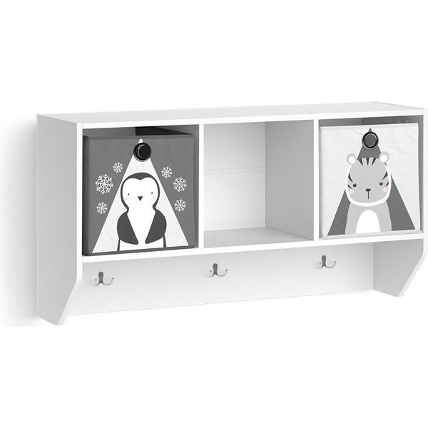 Vicco Scaffale A Muro Per Bambini Luigi, 107 X 56 Cm Con 2 Scatole Pieghevoli Opt.1, Bianco-image