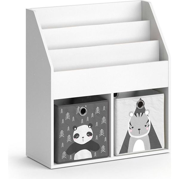 Vicco Libreria Bambini Luigi, 72 X 79 Cm Con 2 Scatole Pieghevoli Opt.5, Bianco-image