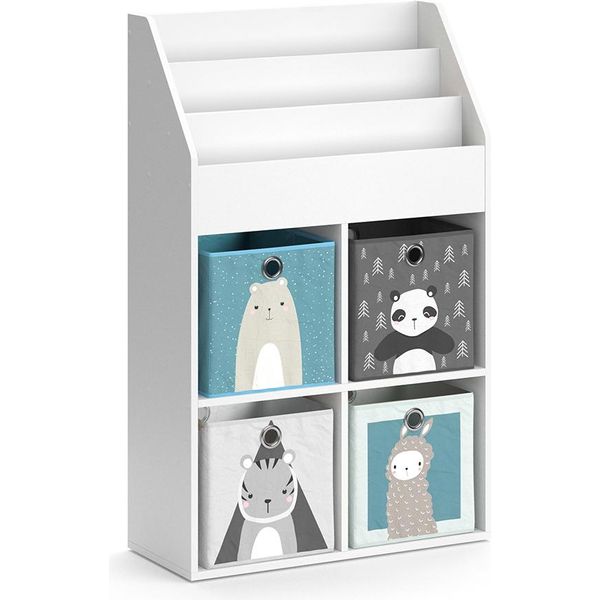 Vicco Libreria Bambini Luigi, 72 X 114.2 Cm Con 4 Scatole Pieghevoli, Bianco-image