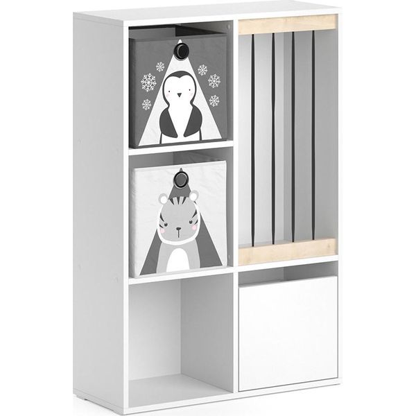 Vicco Libreria Bambini Luigi, 72 X 107.8 Cm Con 2 Scatole Pieghevoli Opt.5, Bianco-image