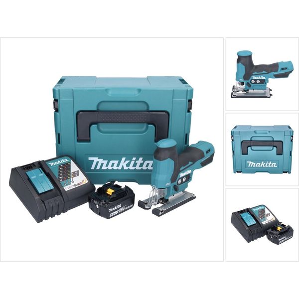 Seghetto Alternativo A Batteria Makita Djv 185 RG1J 18 V Brushless + 1X Batteria Ricaricabile 6,0 Ah + Caricabatterie + Makpac-image