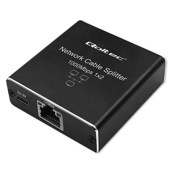 Qoltec Splitter Mini Switch 1X2 Port RJ45 1000Mbps-image