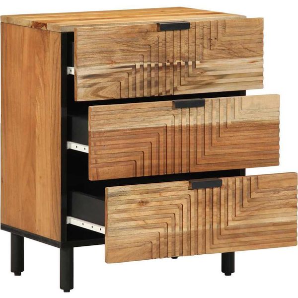 Vidaxl Comodino Marrone 50 X 33 X 62 Cm In Legno Massiccio Di Acacia-image