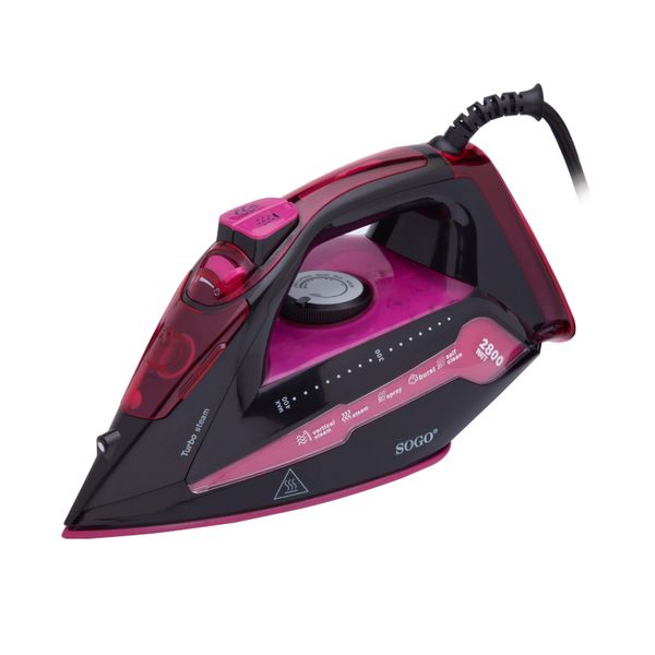 Sogo PLA-SS-6330-PU, Stiratura A Secco E A Vapore, Superficie Di Stiratura In Ceramica, 2 M, 60 G/Min, Nero, Rosa, 30 G/Min-image