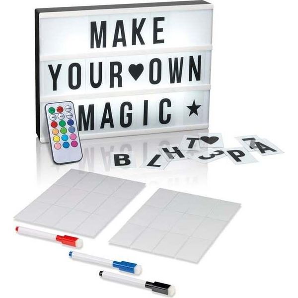 Lightbox Led Easymaxx Con 173 Lettere E Simboli, Set Di Scrittura Incluso (3 Penne E 20 Schede)-image