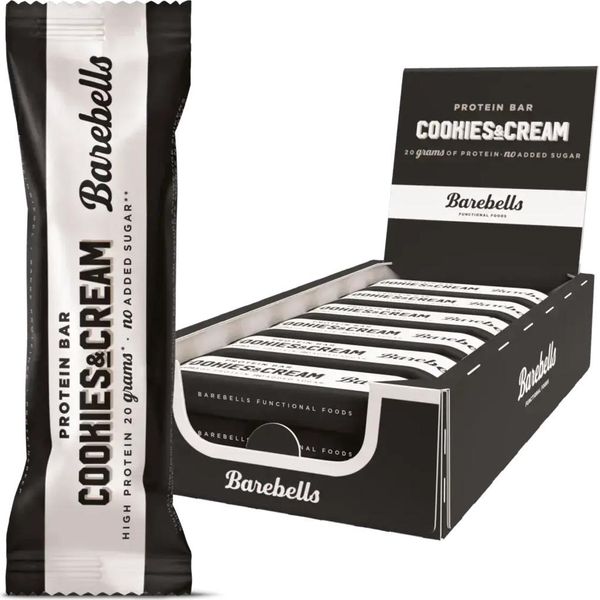 Barebells - Barebells Snack Cookies Cream, Barretta Da 55 G, Confezione Da 12 Pezzi-image