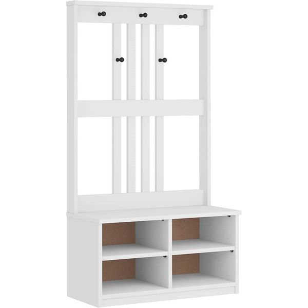 Vidaxl Appendiabiti Sandnes Bianco 87X40X159,5Cm In Legno Di Pino Massiccio-image