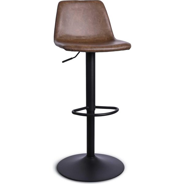 Sgabello Da Bar Regolabile Tommy - Altezza Seduta 58-80Cm - Pelle Finta Marrone-image