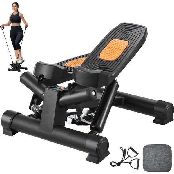 Succebuy Mini Stepper, Stepper Fitness Idraulico Con Bande Di Resistenza, Macchina Cardio Per L'allenamento A Casa, Monitor Lcd, Capacità Di Carico 150 Kg-image
