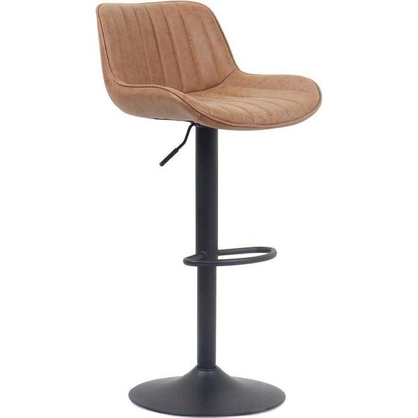 Sgabello Da Bar "Fenna"" Inpoliuretanocognac | Gambe In Metallo | 84-105 X 48 X 49,5 Cm"-image