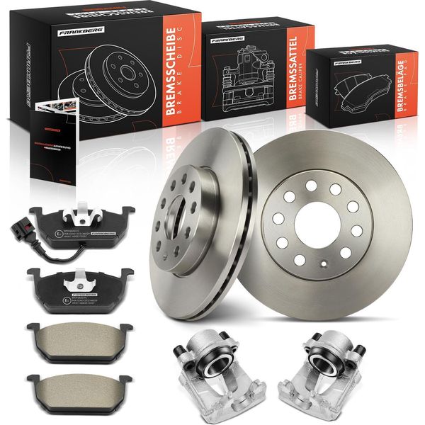 Frankberg 2X Pinza Freno+2X Dischi Freno+4X Pastiglie Freno Anteriori Per Vw Golf Vii Variant Audi A3 Skoda-image