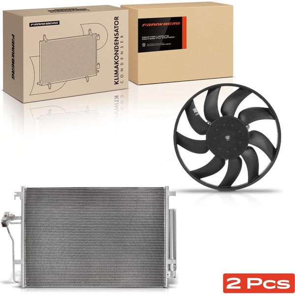 Frankberg 1X Condensatore Aria Condizionata+1X Ventola Raffreddamento Motore Per Mercedes-Benz Sprinter Crafter 30-35-image