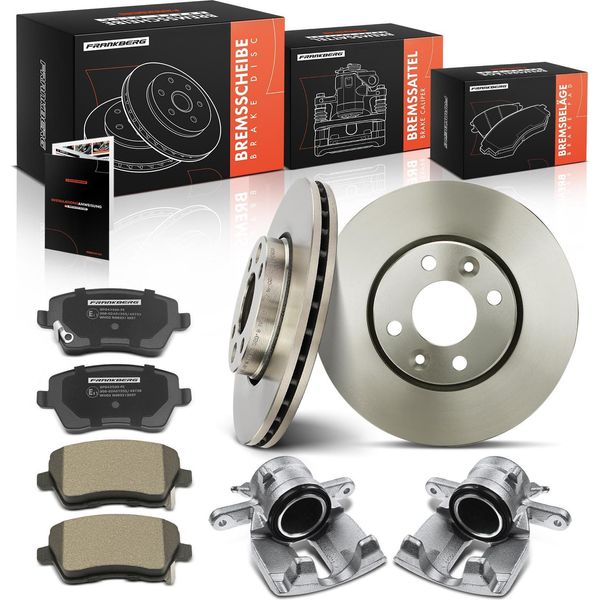 Frankberg 2X Pinza Freno+2X Dischi Freno+4X Pastiglie Freno Anteriori Per Nissan Note E11 NE11 1.4L-1.6L-image